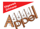 Logo: "Sägewerk Zimmerei Appel" mit rotem Dreieck und Holzschrift.