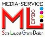 Logo mit Text: "Media-Service ML Leipzig", bunte Punkte und Schrift darunter.