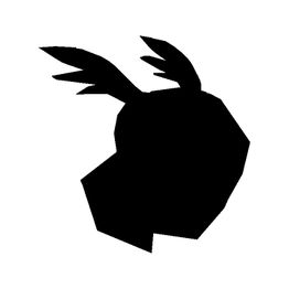 Silueta negra abstracta con forma de cabeza y cuernos.