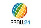 Buntes Kugel-Logo mit text "PRALL24" darunter, in Schwarz und Blau gehalten.