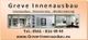 Werbeanzeige für Greve Innenausbau, mit Bildern von modernen Innenräumen und Kontaktdaten.