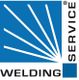 Blaues Logo mit weißen Linien, Text: "WELDING SERVICE" in Schwarz.