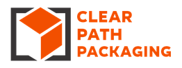 Logo of Clear Path Packaging with an orange box design.