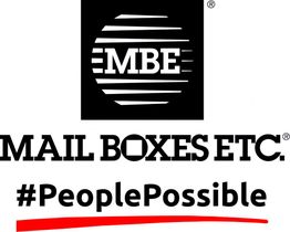Logo der Firma mit Text: "MAIL BOXES ETC." und Hashtag "#PeoplePossible", darunter rote Linie.