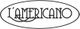 Scritta "L'AMERICANO" in un carattere elegante all'interno di un ovale nero.