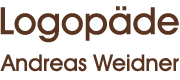 Text: "Logopäde Andreas Weidner" in brauner Schrift.