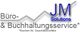 Logo mit Text: "Büro- & Buchhaltungsservice, JM Solutions". Graph mit aufsteigendem Verlauf.