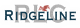 Logo with text "RIDGELINE" and a mountain graphic.