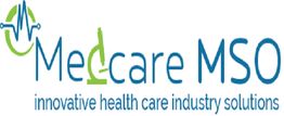Logo of Medcare MSO with a heartbeat symbol and text "innovative health care industry solutions".