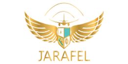 Golden emblem with wings and a shield, featuring a plane and "JARAFEL" text below.