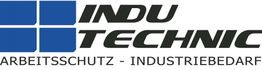 Logo von Indutechnic mit Slogan "Arbeitsschutz - Industriebedarf" in Schwarz und Blau.