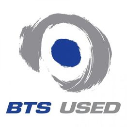 Graues Spiral-Logo mit blauem Zentrum. Darunter steht "BTS USED" in blauer und grauer Schrift.