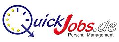 Logo mit Uhr und Sternen; Text: "QuickJobs.de Personal Management".