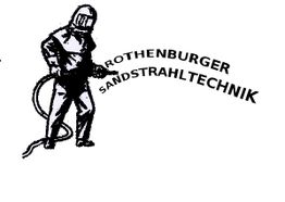 Illustration eines Sandstrahlers mit der Aufschrift "Rothenburger Sandstrahltechnik".