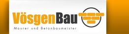 Logo von VösgenBau, Maurer und Betonbaumeister, mit stilisierter Mauer im Hintergrund.