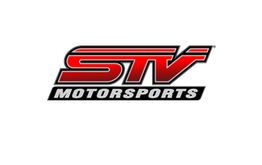 "STV Motorsports logo with bold red and black lettering on a white background."