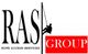 Logo con la scritta "RAS GROUP", una sagoma scende in corda.