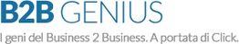Logo B2B Genius con testo: "I geni del Business 2 Business. A portata di Click".