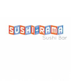 "SUSHI-RAMA logo in block letters above 'Sushi Bar' on a white background."