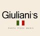 Logo de "Giuliani's" con bandera italiana y texto: pasta, pizza, música.