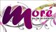 Logo "Moré Salón de Eventos" con fondo decorativo colorido.