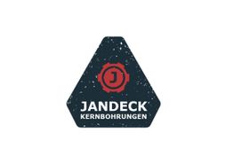 Dreieckiges Logo von Jandeck Kernbohrungen mit rotem Zahnrad und Buchstaben "J".