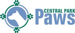 Central Park Paws logo med hundesilhuet og poteaftryk.