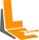 Orange Buchstaben "L" und "E" bilden stilisierte Laptop-Silhouette auf grauem Untergrund.