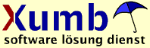 Logo mit Text "Xumb software lösung dienst" und einem blauen Regenschirm.