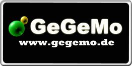 Logo mit der Aufschrift "GeGeMo" und der Website "www.gegemo.de", grüne und gelbe Kugel links.