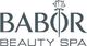 "Logo: BABOR BEAUTY SPA, grauer Text mit Blumenmotiv auf weißem Hintergrund."