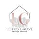 Logo of Lotus Grove Realty & Rentals with a stylized house and lotus design.