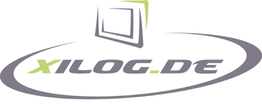Logo mit dem Text "Xilog.de" in Grün und Grau, umgeben von einem ovalen, grauen Ring.