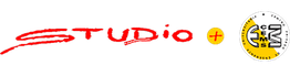 Logotipo de "STUDIO +" en rojo, con un círculo amarillo con letras "CEMS" a la derecha.
