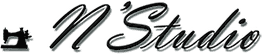 Logo met naaimachine-icoon en elegante tekst: "N'Studio".