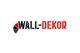 Logo mit Text "Wall-Dekor", einfarbig in Schwarz und Rot, mit Viertelkreis-Symbol links.