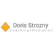 Logo mit gelbem Rhombus und Text: "Doris Strozny Coaching + Mediation".