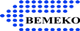 Logo mit blauen Punkten, die nach links zeigen, und dem Text "BEMEKO" in schwarzer Schrift.