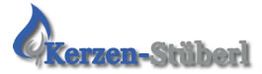 Logo mit blauer Flamme und Text "Kerzen-Stüberl".