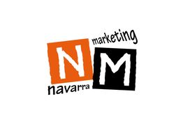 Logotipo de Navarra Marketing con letras "NM" en cuadros naranja y negro.