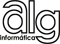 Logo de "alg informática" en letras negras sobre fondo blanco.
