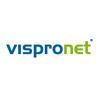 Logo mit blau-grüner Schrift "vispronet" auf weißem Hintergrund.