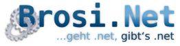 Logo mit Text "Brosi.Net ...geht .net, gibt's .net" und Zahnräder links neben dem Schriftzug.