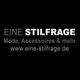 Schwarzer Hintergrund mit Text: "EINE STILFRAGE, Mode, Accessoires & mehr, www.eine-stilfrage.de".
