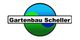 Logo mit der Aufschrift "Gartenbau Scheller", grün-blauer Kreis im Hintergrund.