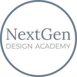Circle logo with the text "NextGen Design Academy" in gray.