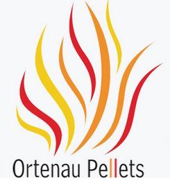 Logo mit bunten Flammen und dem Text "Ortenau Pellets" darunter.
