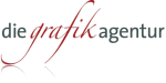 Logo mit der Aufschrift „die grafik agentur“ in stilisierter Schrift.