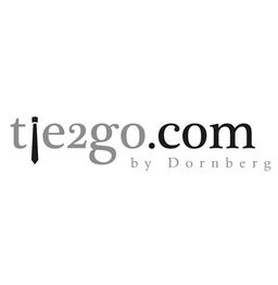 Logo mit Aufschrift "tie2go.com by Dornberg", Buchstabe i in Form einer Krawatte.