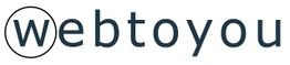 Logo con la palabra "webtoyou", la "w" está dentro de un círculo negro. Fondo blanco.